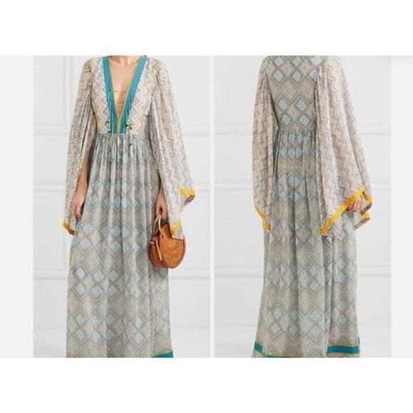 Talitha Women's Maghreb Pinted Silk-Georgette V-Neck Maxi Dress Size S NEW $575 - Picture 1 of 7